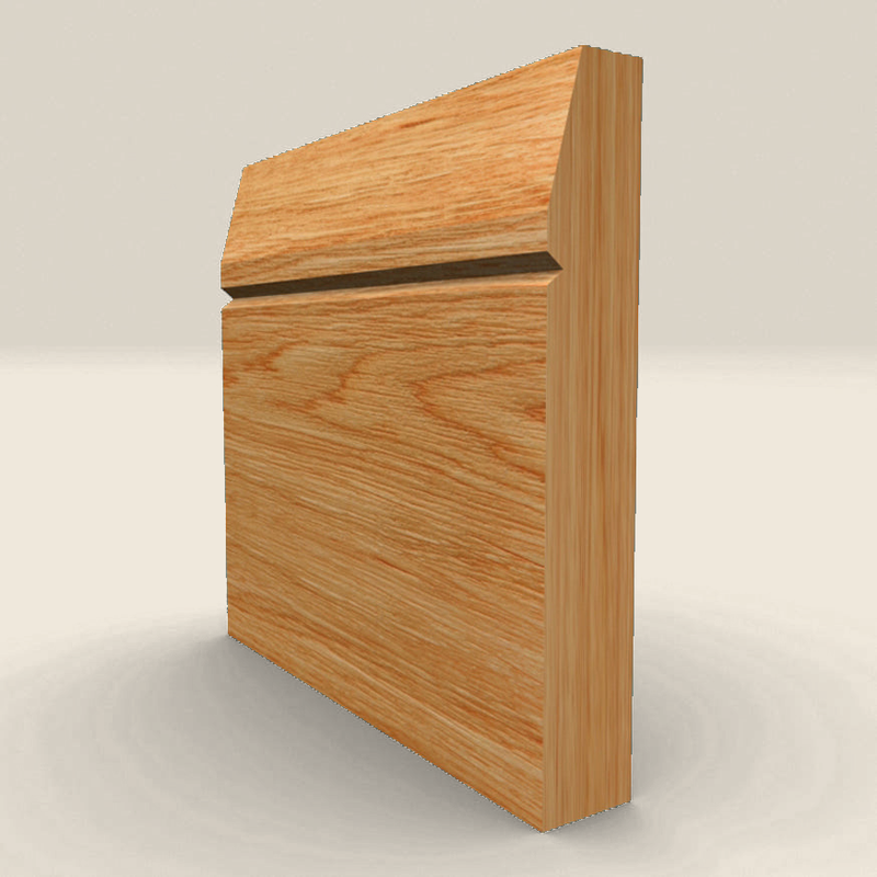 Chamfered Square V Grooved Solid Oak Skirting Board Chamfered Square V Grooved solid oak skirting board profile