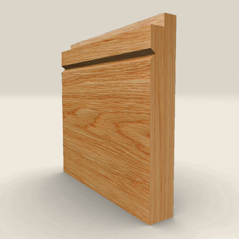 Single Step V Grooved Solid Oak Skirting Board Single Step V Grooved solid oak skirting board profile